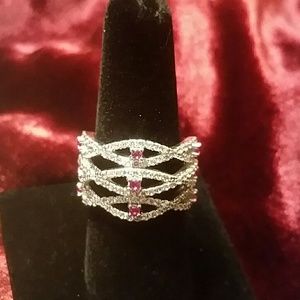 Sterling Silver Ruby and WhiteTopaz  Infinity Ring
